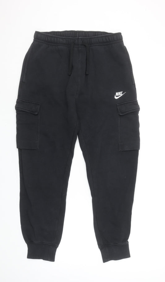 Nike Men's Black Cargo Jogger Trousers S Regular Fit Elastic Waist