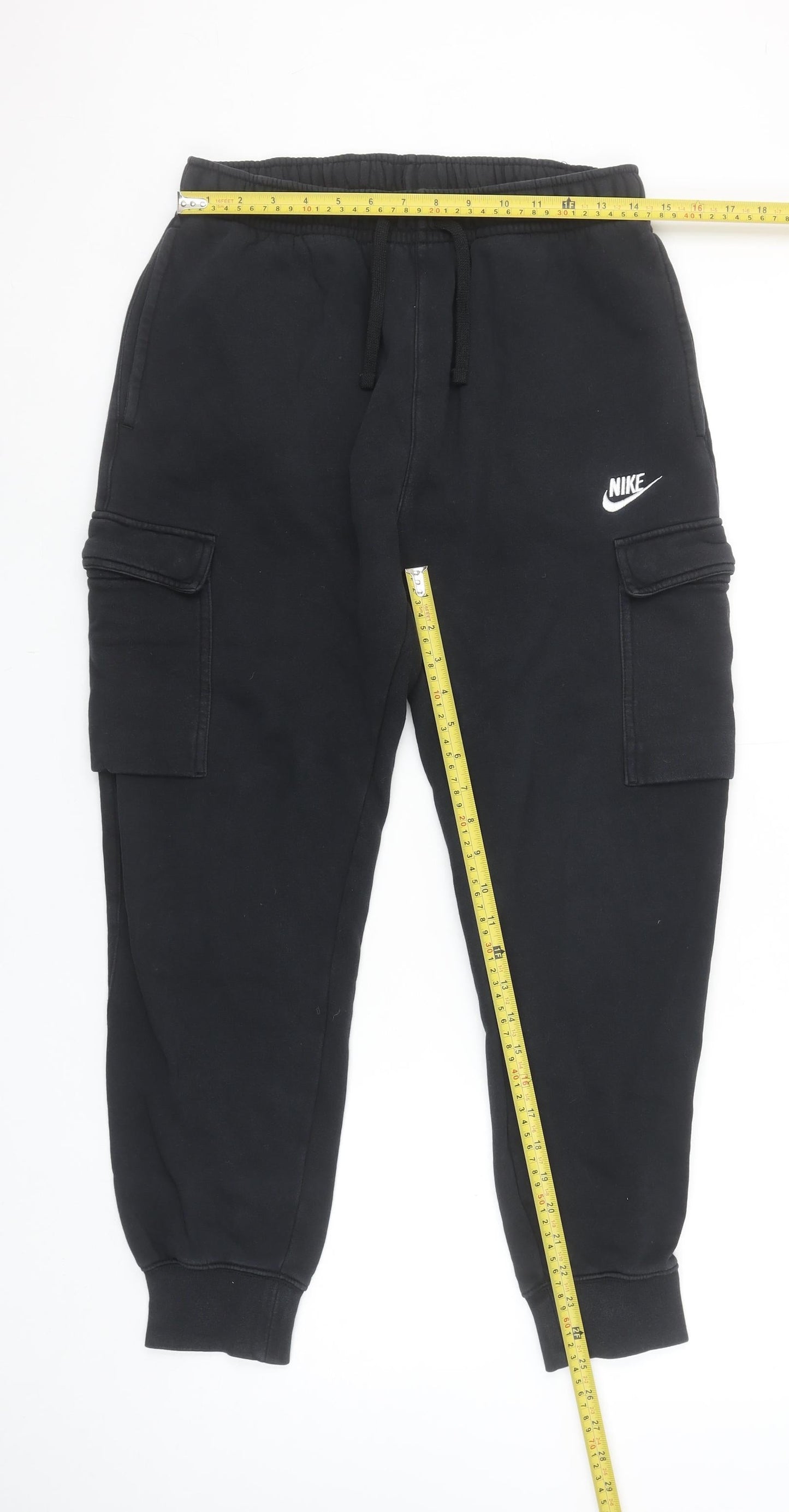 Nike Men's Black Cargo Jogger Trousers S Regular Fit Elastic Waist