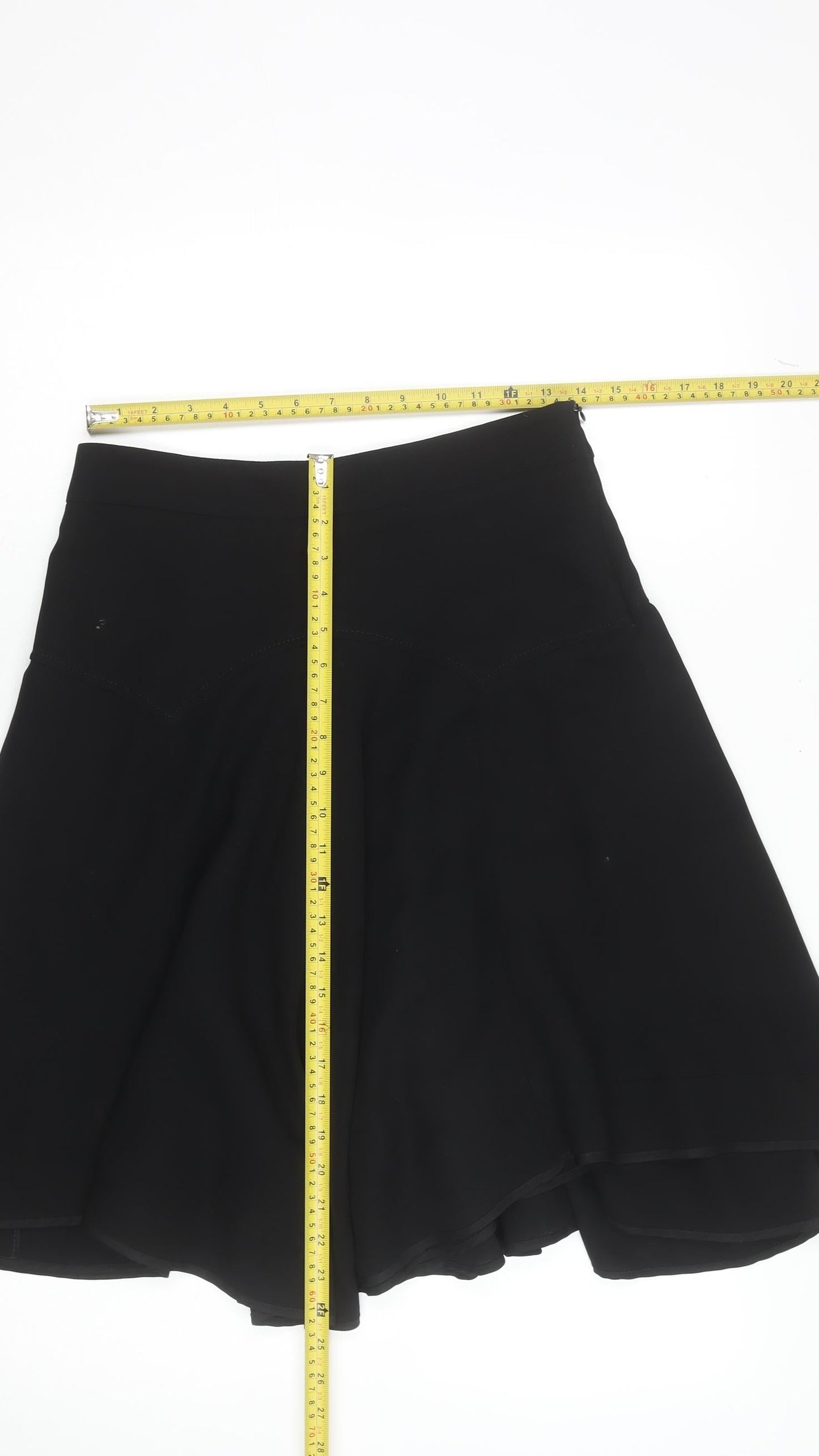 Zara Woman Black Flare Knee Length Polyester Skirt Women's Size 4