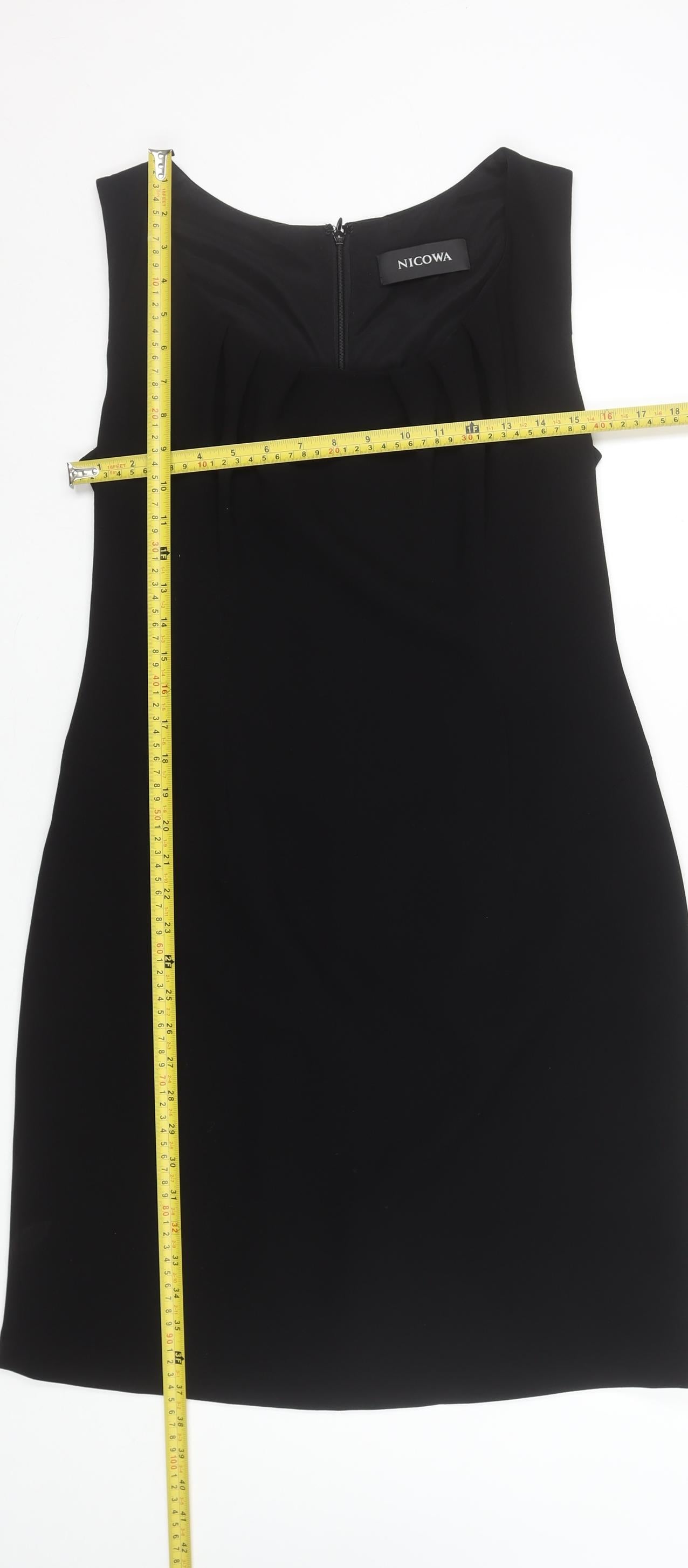 Nicowa Women's Black Sheath Knee Length Sleeveless Dress Size 16