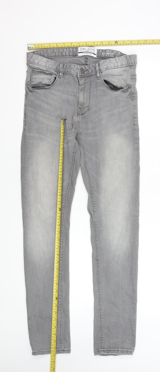 DML Jeans Men's Grey Skinny Fit Denim Jeans 30W 30L