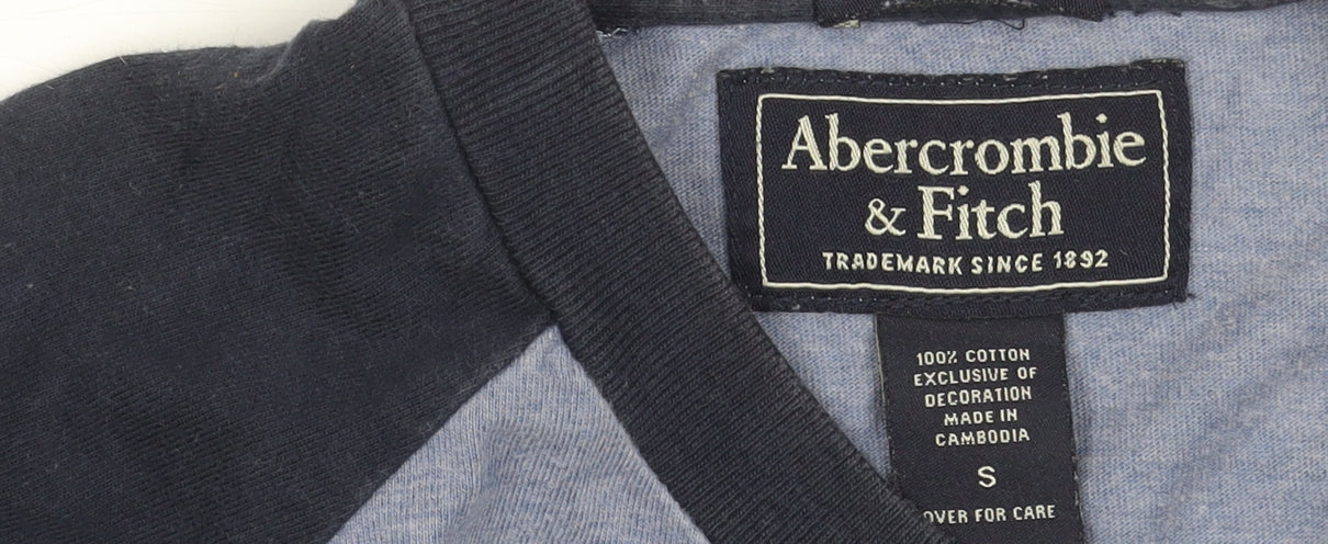 Abercrombie & Fitch Men's Blue Long Sleeve Crew Neck T-Shirt Size S