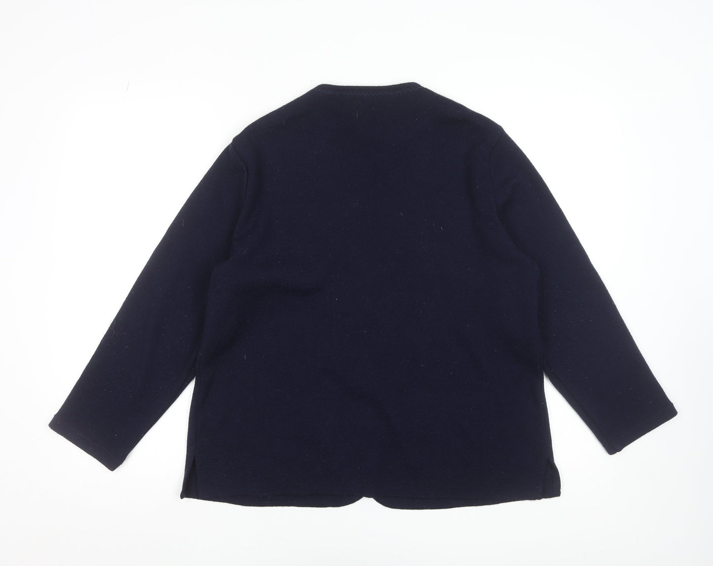 Isis Womens Blue Wool V-Neck Button Cardigan Size M