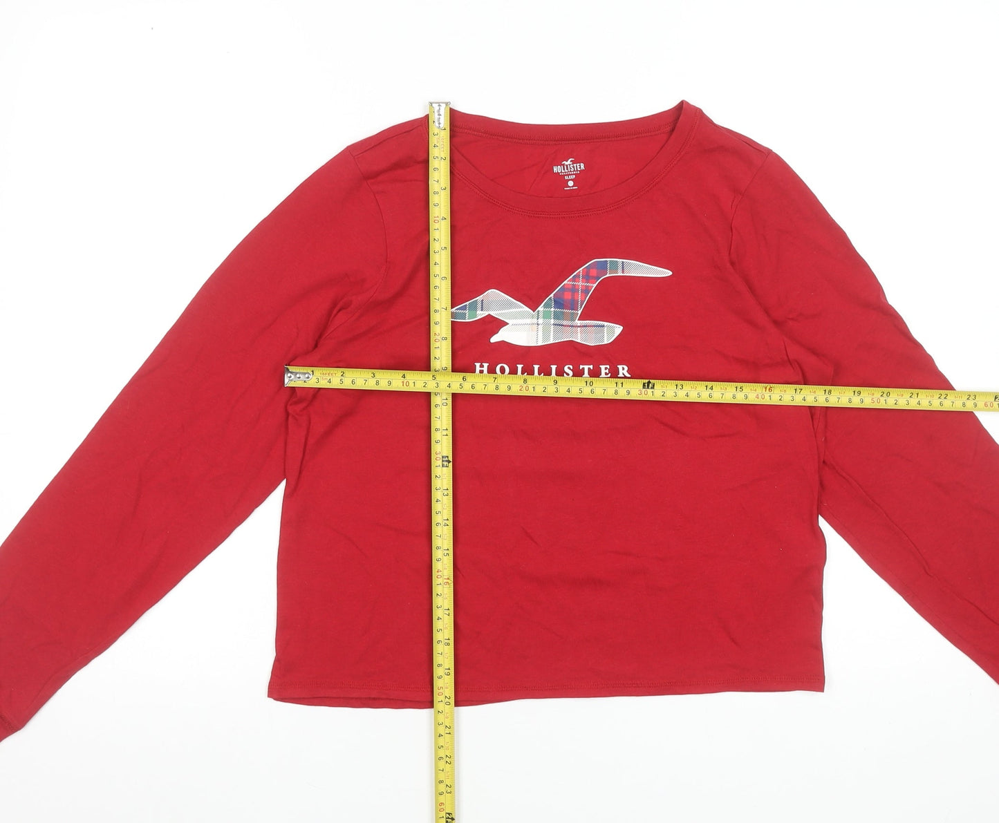 Hollister Women Red Long Sleeve Pyjama Top XS Cotton Blend