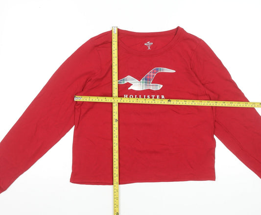 Hollister Women Red Long Sleeve Pyjama Top XS Cotton Blend