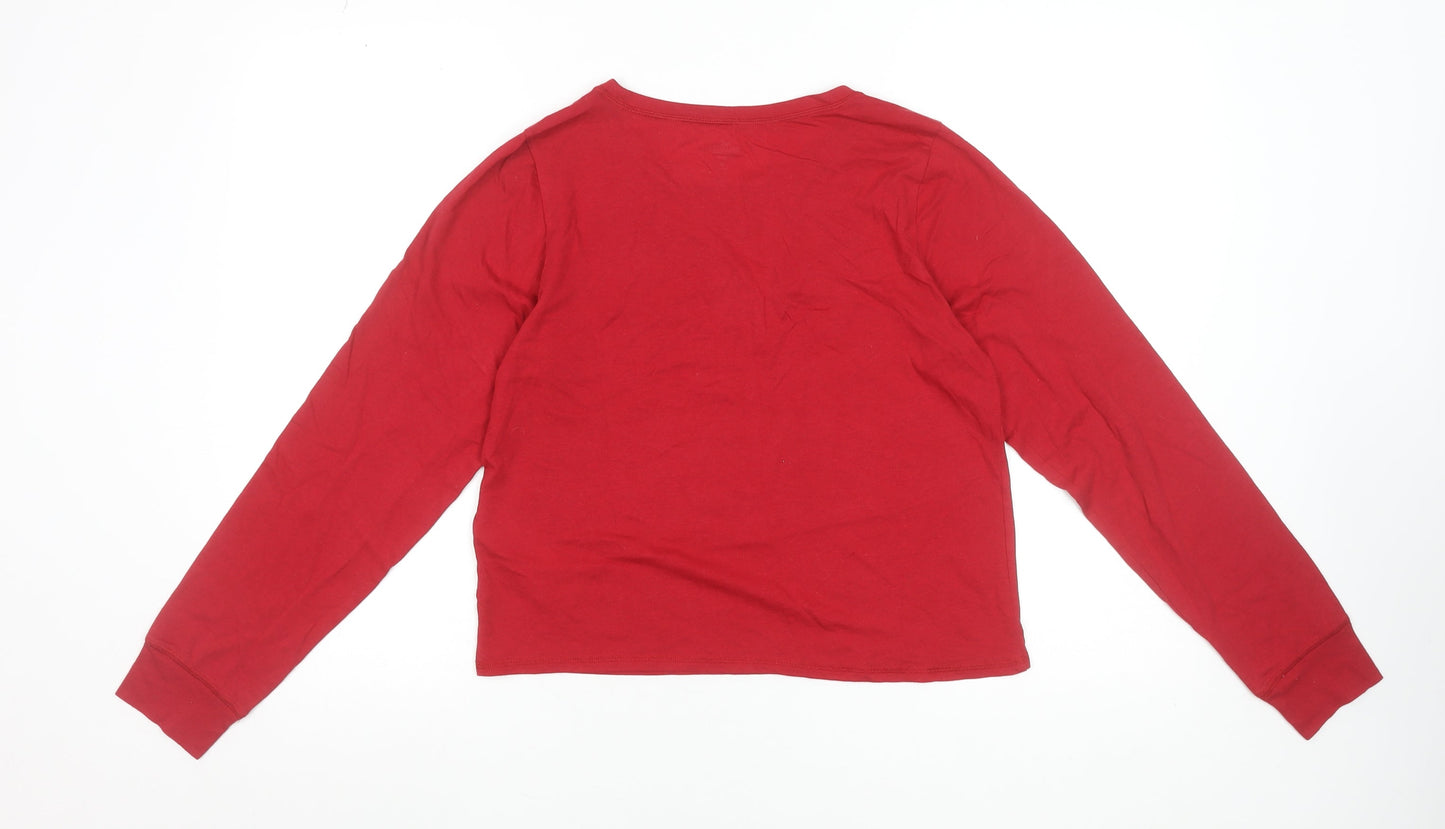 Hollister Women Red Long Sleeve Pyjama Top XS Cotton Blend