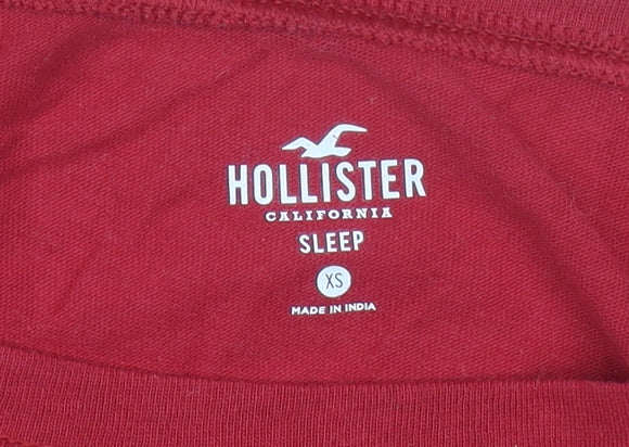 Hollister Women Red Long Sleeve Pyjama Top XS Cotton Blend