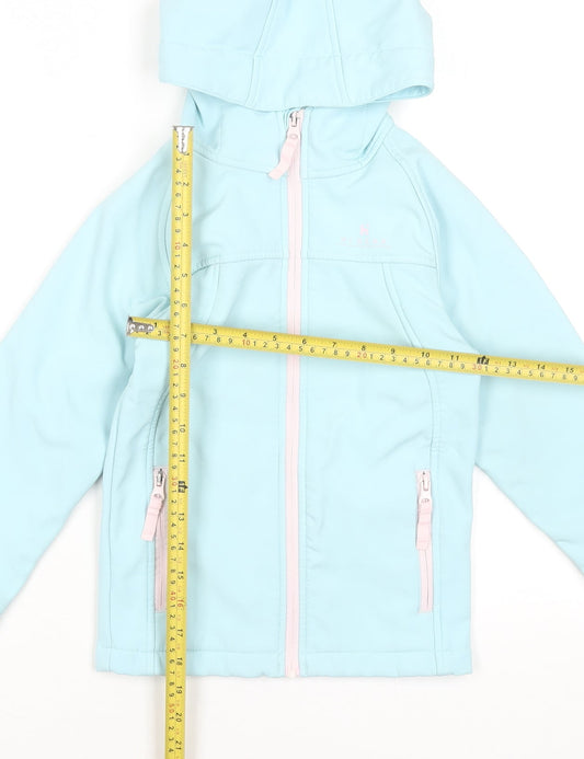 Hi Gear Girls Blue Hooded Soft Shell Jacket 5-6 Years Lightweight Outdoor Coat
