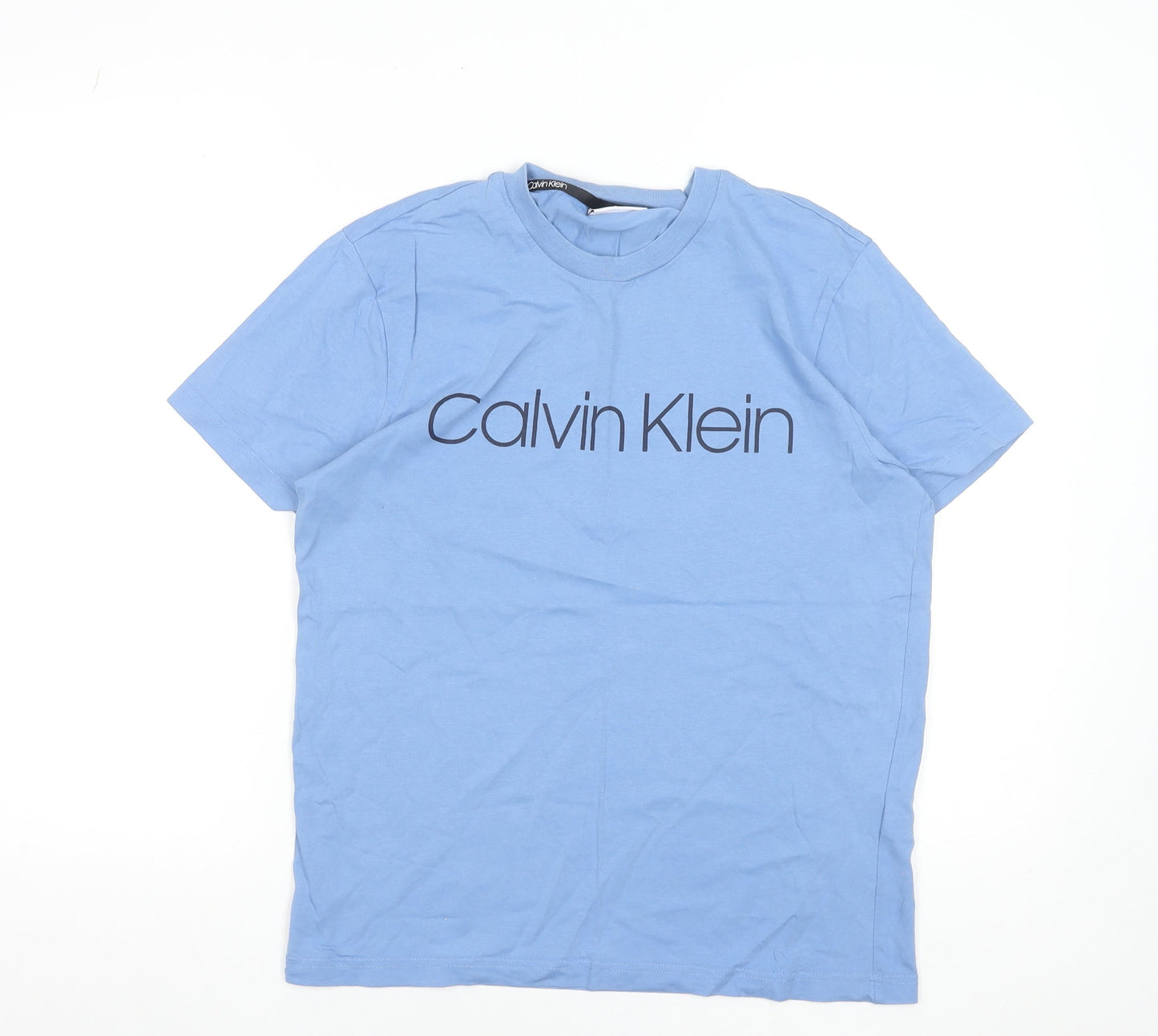 Calvin Klein Men's Blue Regular Fit Crew Neck Cotton T-Shirt M