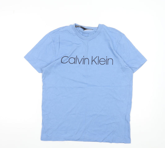 Calvin Klein Men's Blue Regular Fit Crew Neck Cotton T-Shirt M