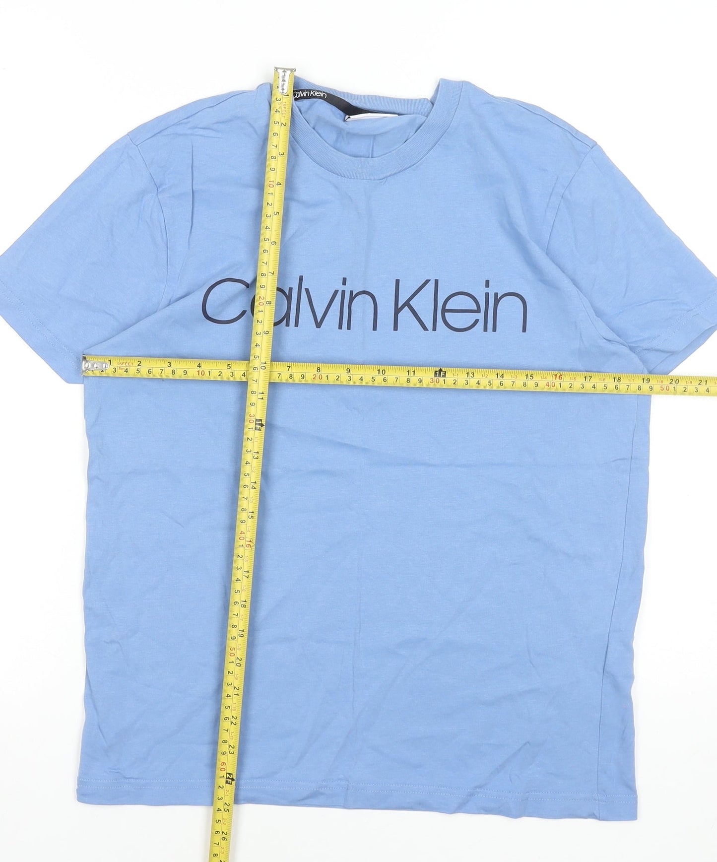 Calvin Klein Men's Blue Regular Fit Crew Neck Cotton T-Shirt M