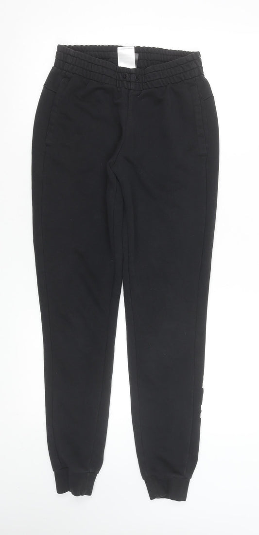 Adidas Women's Black XS Jogger Trousers Elastic Waist Logo Sweatpants