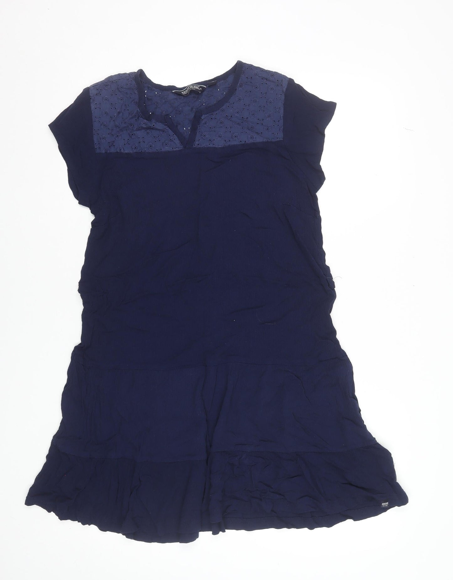Regatta Womens Blue Short Sleeve Embroidered Shift Dress Size 14