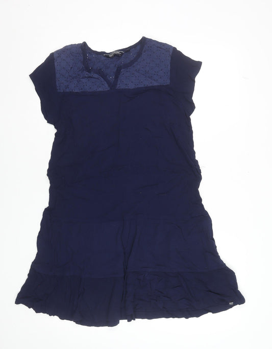 Regatta Womens Blue Short Sleeve Embroidered Shift Dress Size 14