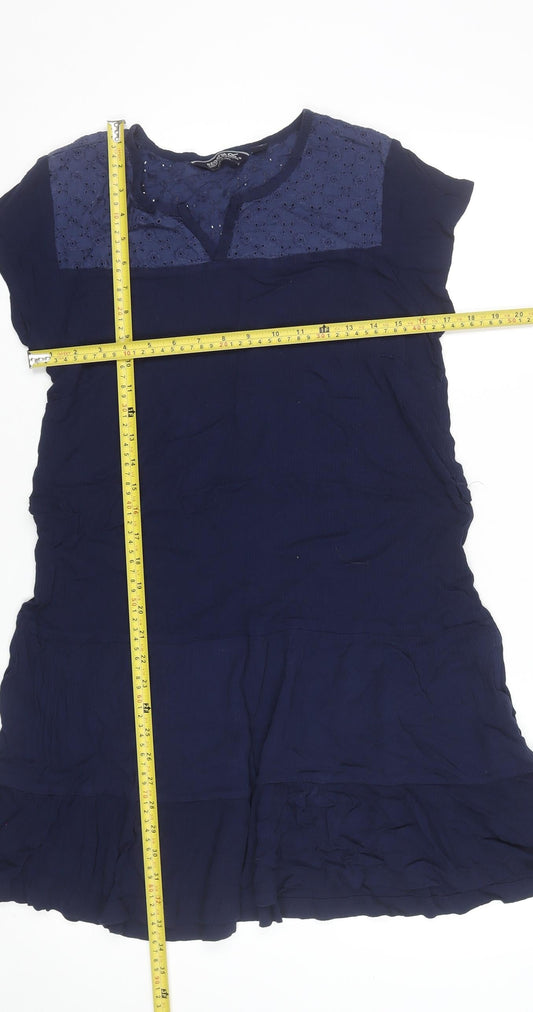 Regatta Womens Blue Short Sleeve Embroidered Shift Dress Size 14