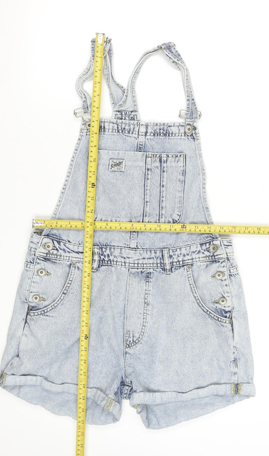 Superdry Women’s Blue Denim Dungaree Playsuit Size 12 Cotton