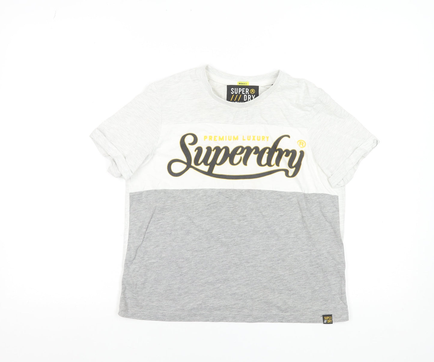 Superdry Women's Grey Colourblock Logo T-Shirt Size 8