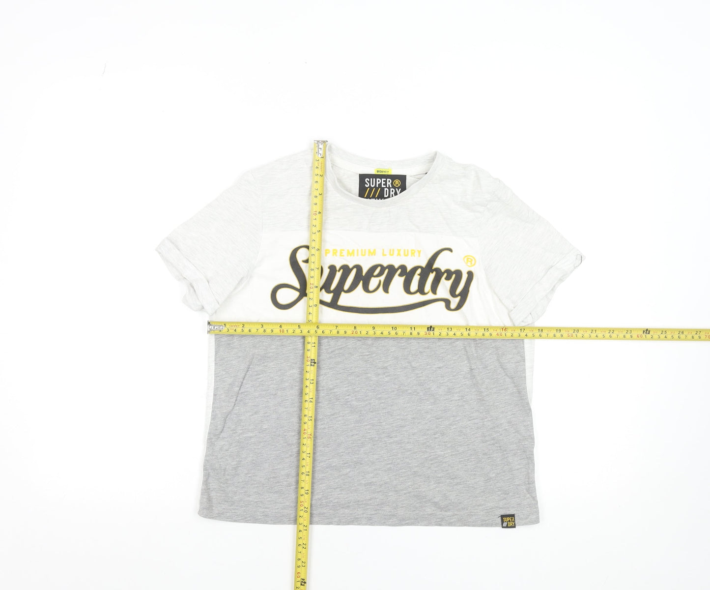 Superdry Women's Grey Colourblock Logo T-Shirt Size 8