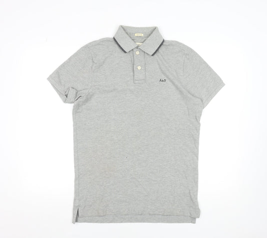 Abercrombie & Fitch Men’s Grey Cotton Polo Shirt Size M Classic Fit