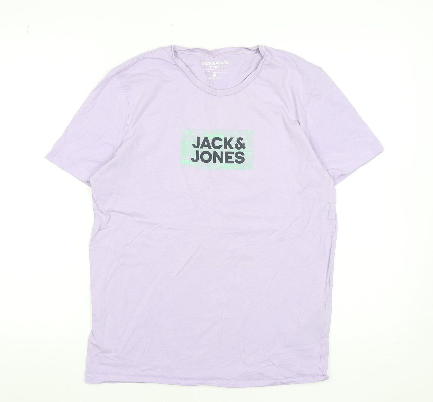Jack & Jones Men's Lilac Cotton Graphic Print T-Shirt Medium