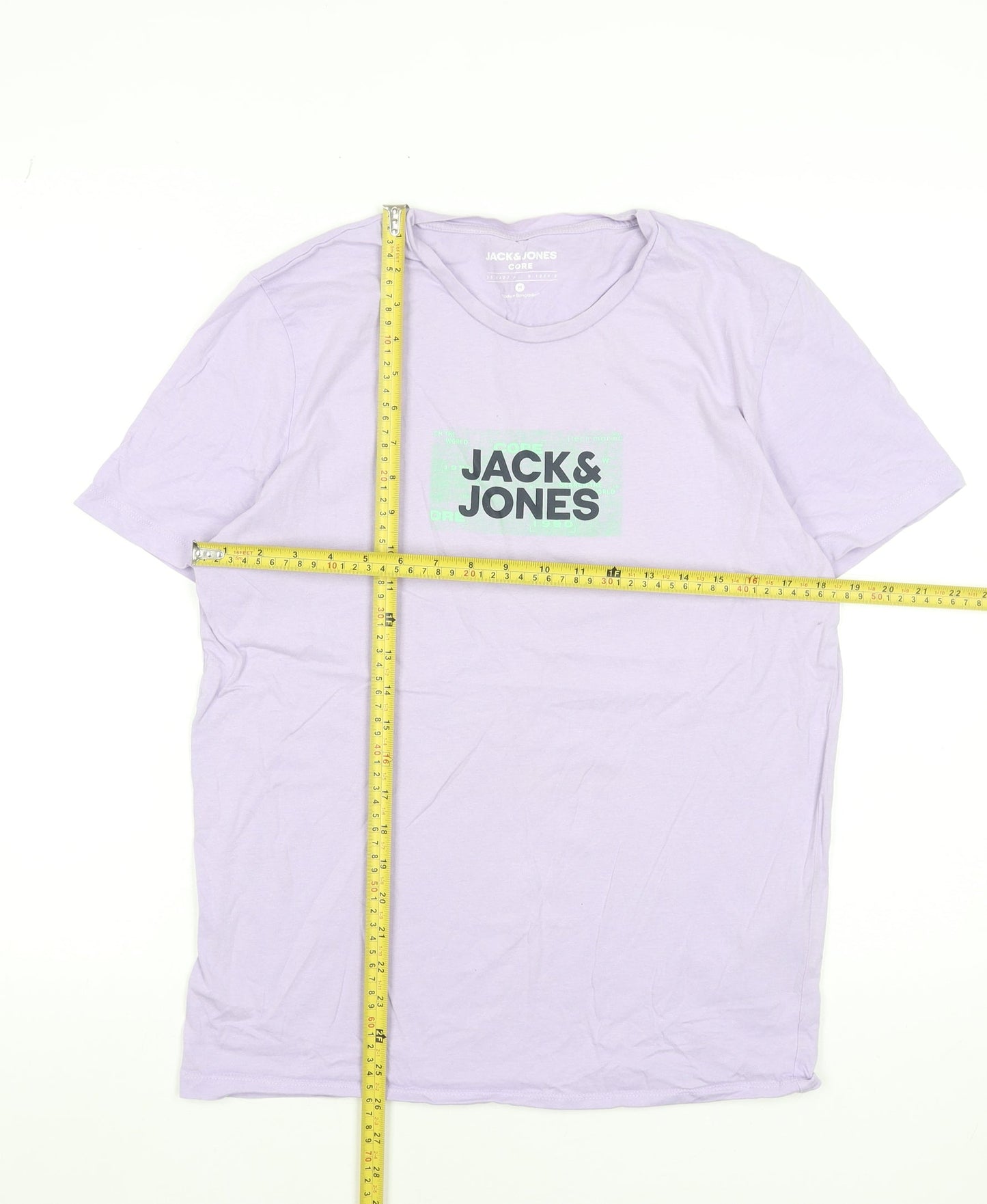 Jack & Jones Men's Lilac Cotton Graphic Print T-Shirt Medium