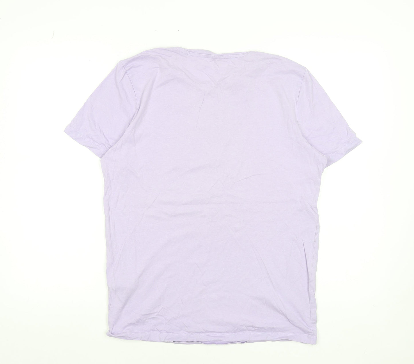 Jack & Jones Men's Lilac Cotton Graphic Print T-Shirt Medium