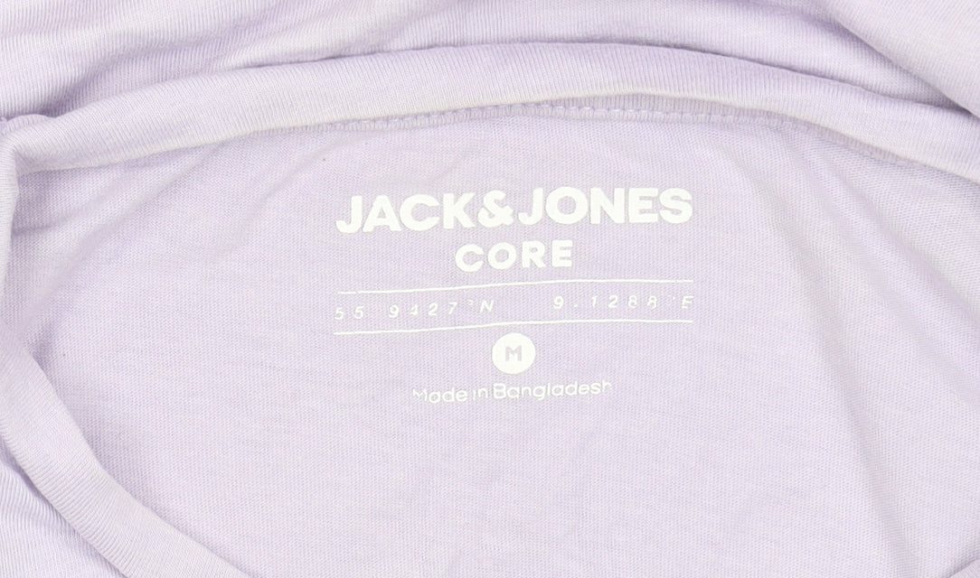 Jack & Jones Men's Lilac Cotton Graphic Print T-Shirt Medium