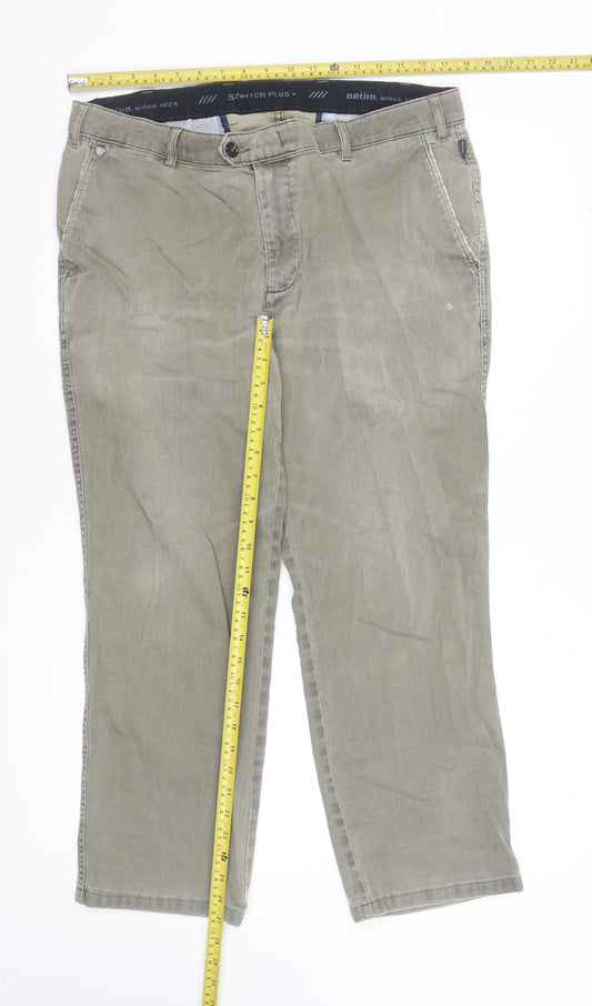 Brühl Mens Beige Stretch Cotton Corduroy Straight Jeans 36S