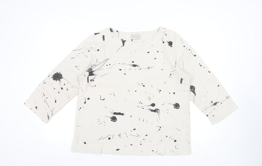 Via Appia Women Beige Black Paint Print Pullover Sweatshirt UK 12