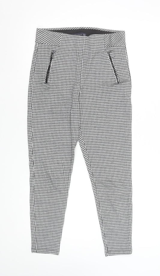 Marks and Spencer Women's Black Check Ankle Leggings Size 10