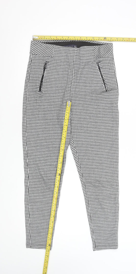 Marks and Spencer Women's Black Check Ankle Leggings Size 10
