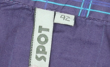 SPOT Women Purple Check Shirt Dress Size 14 Cotton Short Sleeve