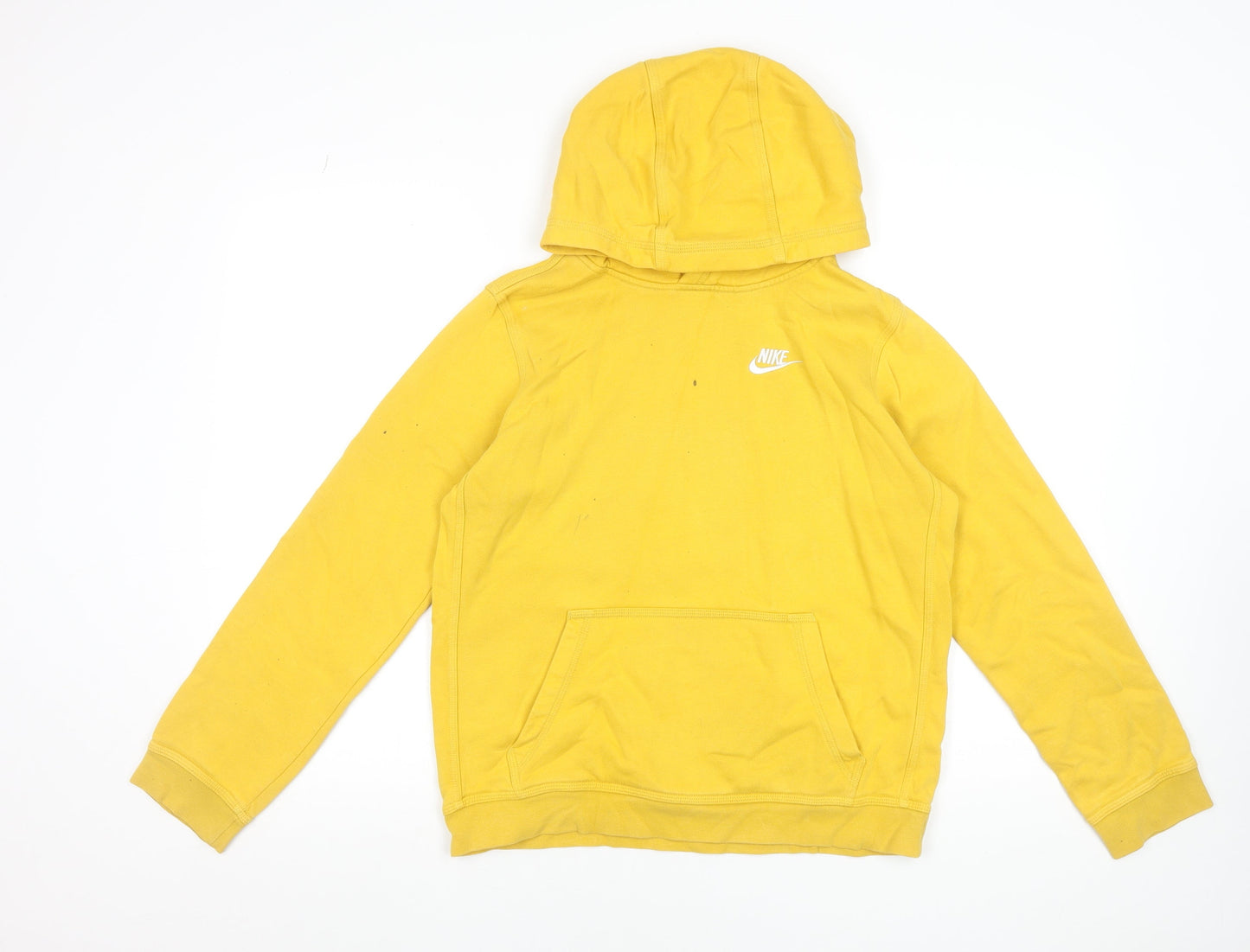 Nike Boys Yellow Pullover Hoodie XL 158-170cm Cotton Blend Sweatshirt