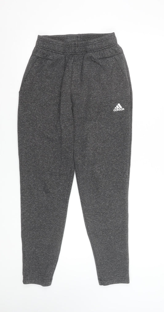 Adidas Men’s Grey Small Jogger Trousers Elastic Waist Tapered Fit