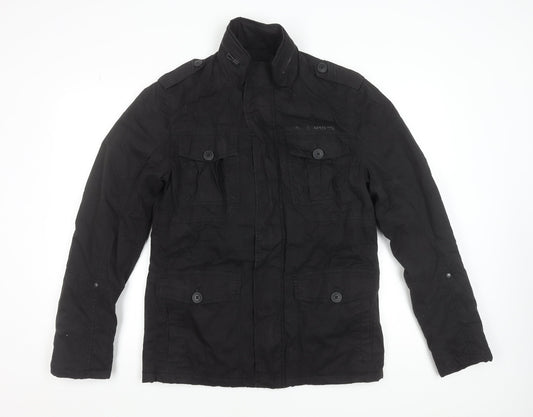 Jack & Jones Men's Black Military Jacket Size M Cotton Casual