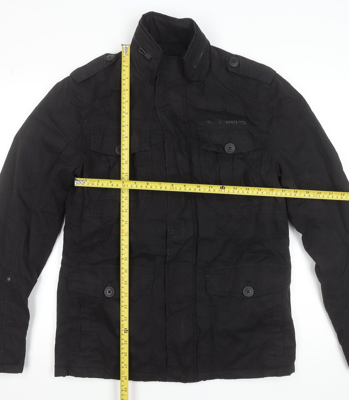 Jack & Jones Men's Black Military Jacket Size M Cotton Casual