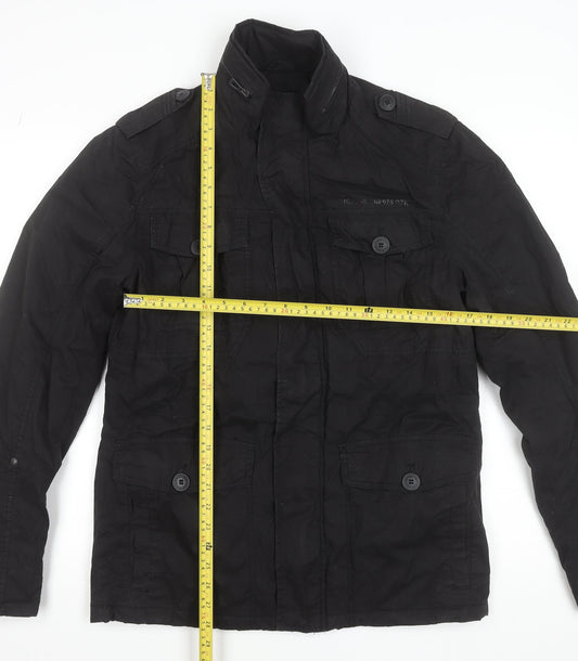 Jack & Jones Men's Black Military Jacket Size M Cotton Casual