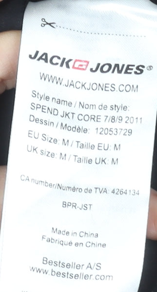 Jack & Jones Men's Black Military Jacket Size M Cotton Casual