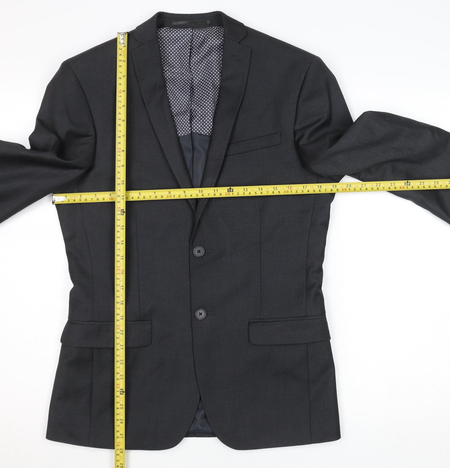 Men’s Black Regular Fit 36R Single-Breasted Suit Jacket