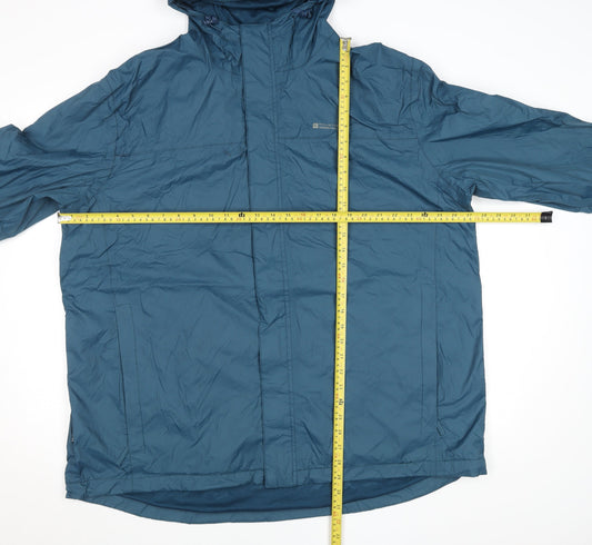 Mountain Warehouse Men’s Blue 2XL Waterproof Hooded Rain Jacket