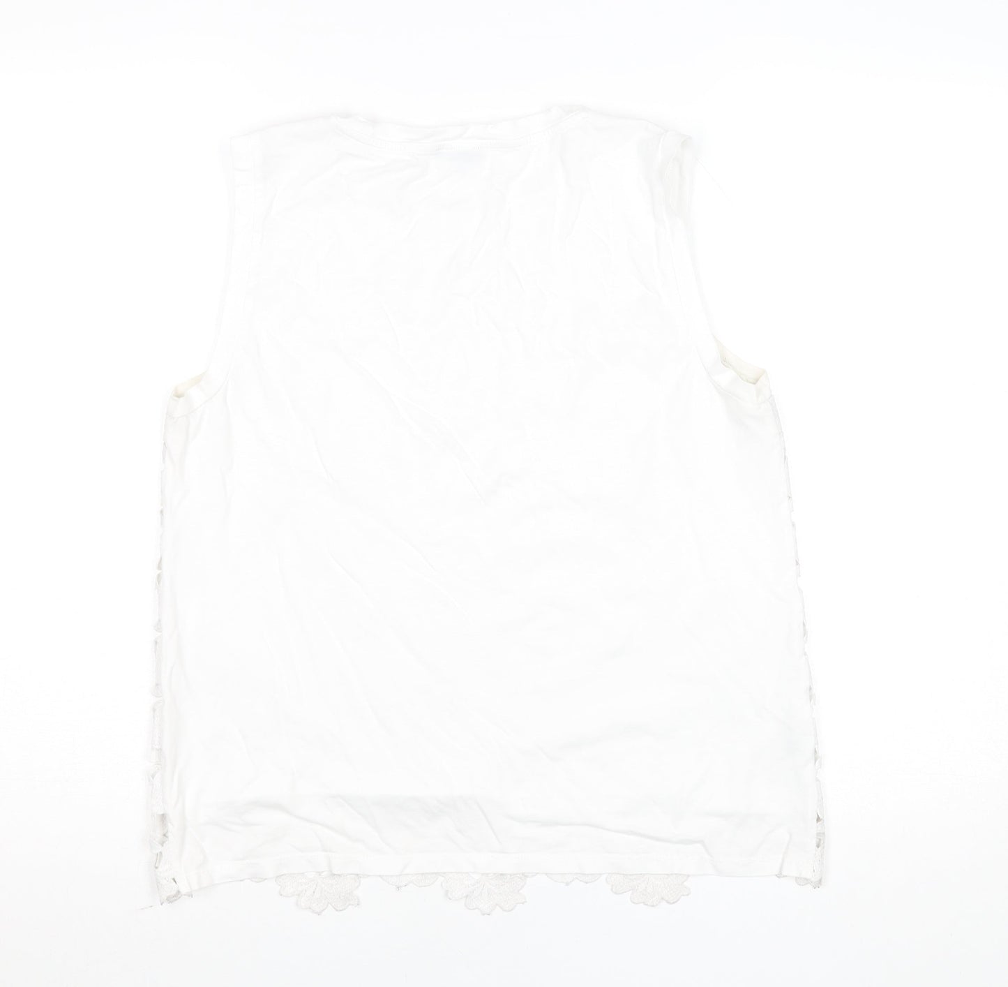 Ann Taylor Women's White Lace Sleeveless Blouse M