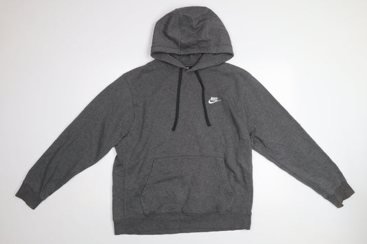 Nike Men's Grey Pullover Hoodie L Regular Fit Fleece Sportswear