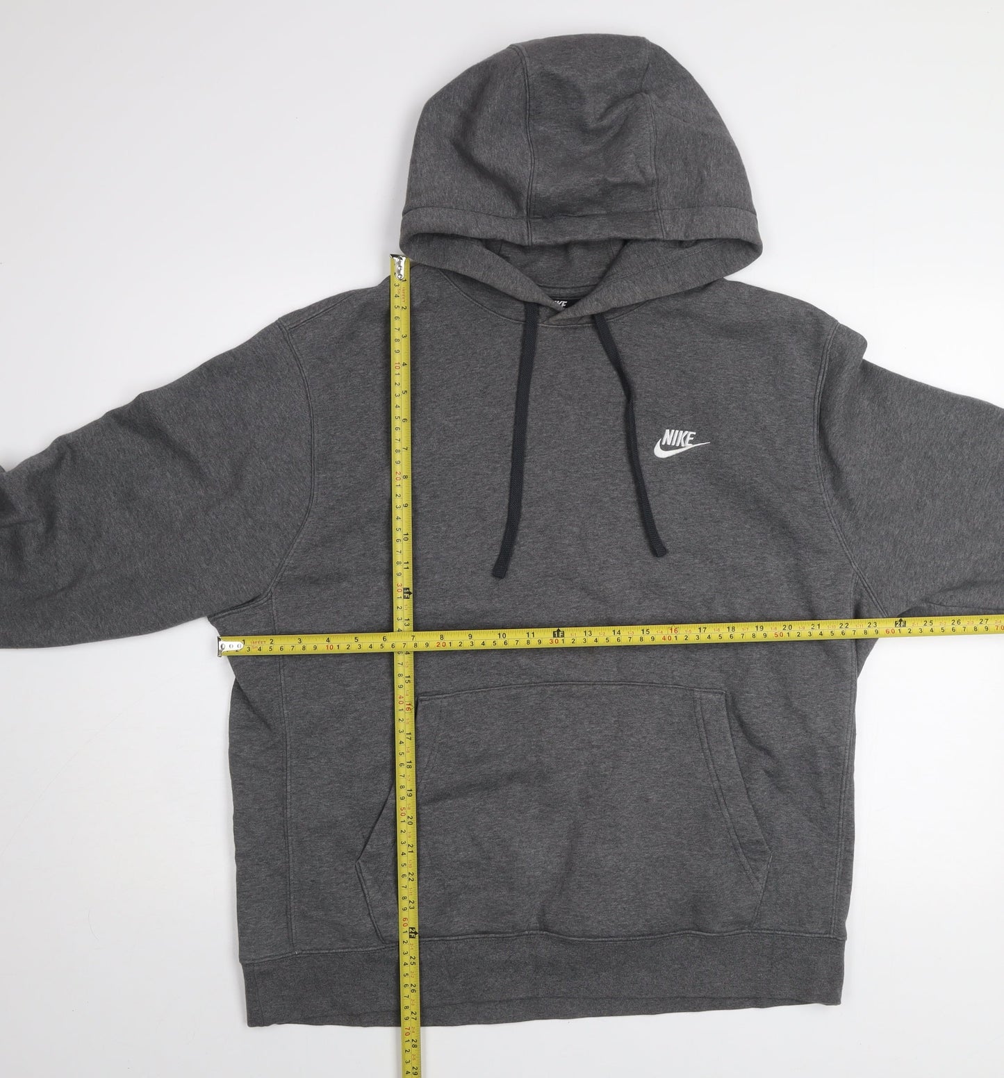 Nike Men's Grey Pullover Hoodie L Regular Fit Fleece Sportswear