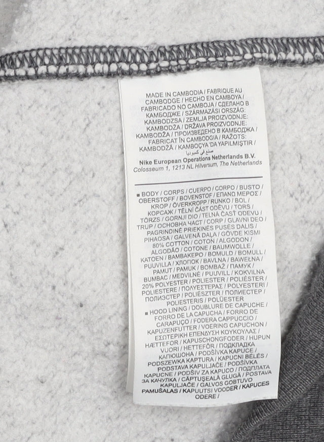 Nike Men's Grey Pullover Hoodie L Regular Fit Fleece Sportswear