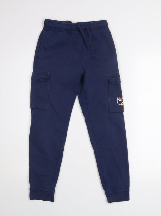 Nike Boys Blue Jogger Activewear Trousers M 10-11 Years Cotton Blend