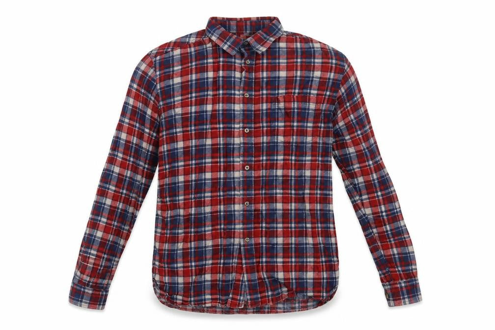 P.G. Field Men's Red Plaid Cotton Flannel Button-Up Shirt M
