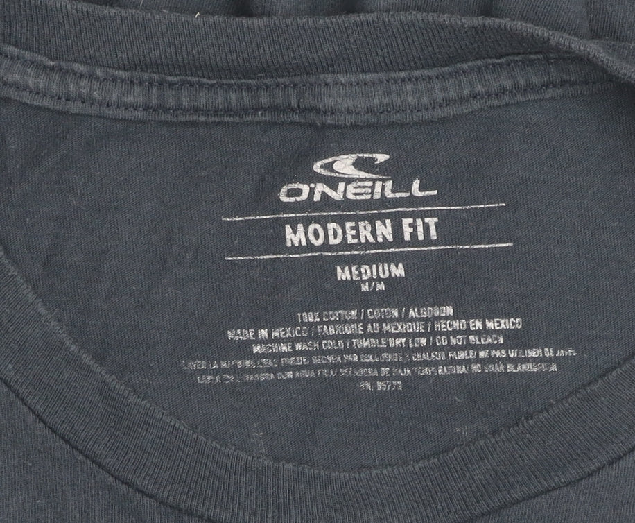 O'Neill Mens Navy Blue Modern Fit Short Sleeve Cotton Graphic T-Shirt Medium