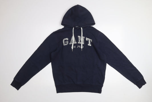 GANT Men’s Blue Pullover Hoodie M Classic Logo Fleece Sweatshirt