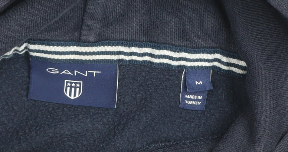 GANT Men’s Blue Pullover Hoodie M Classic Logo Fleece Sweatshirt