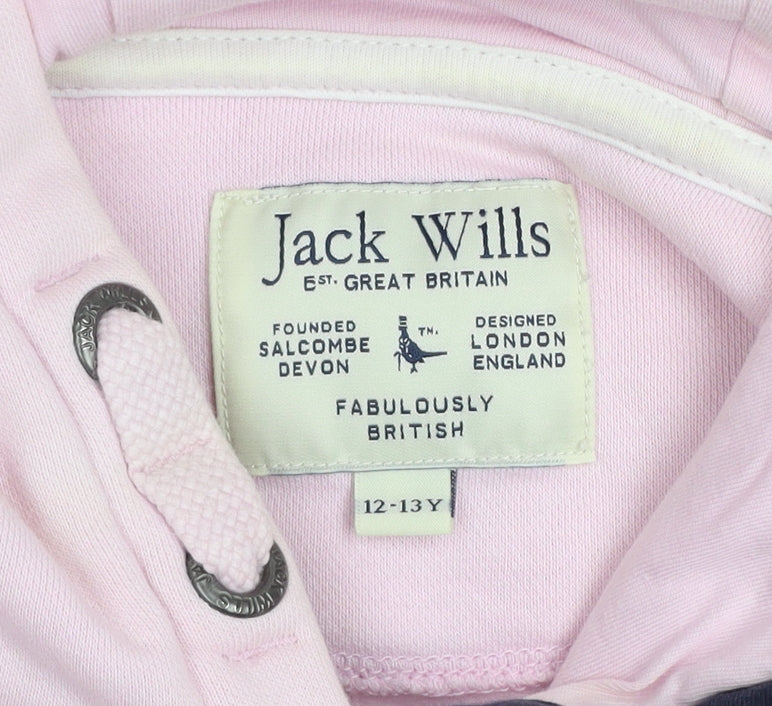 Jack Wills Girls Pink Pullover Hoodie 12-13 Years Hooded Sweatshirt